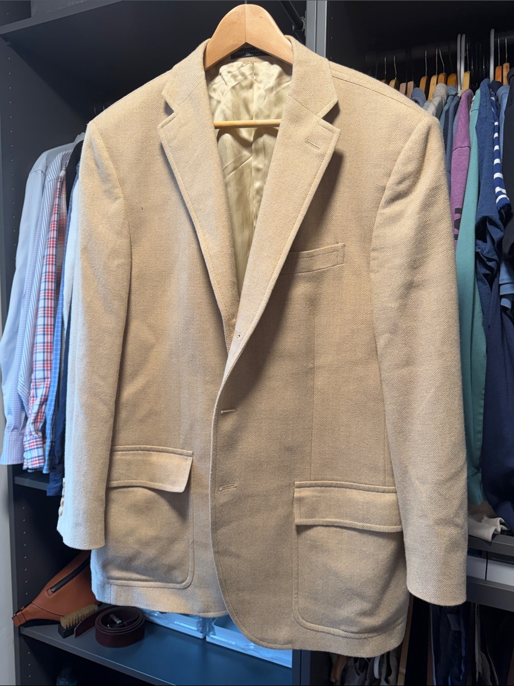 Polo by Ralph Lauren Tan Beige Sport Coat 42R made in Italy